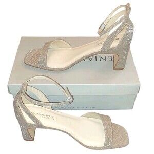 Benjamin Walk Touch Ups Lilibet Champaign Open Toe Glitz Heels 8.5 M Dyeable